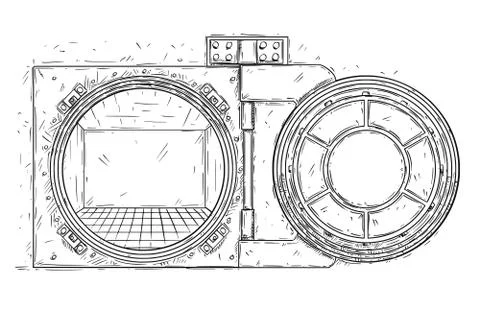 Cartoon Vector Drawing of Open Empty Vault Door Ilustración de archivo