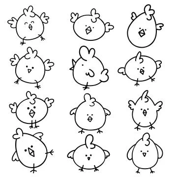 Cartoon Vector Easter Chick Bird Illustrations Stock Illustration