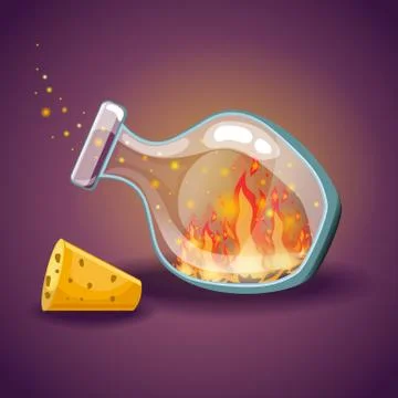 Cartoon vector empty bottles with flame Stock Illustration