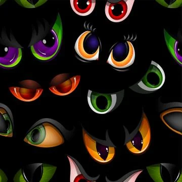Cartoon vector eyes beast devil monster animals eyeballs of angry or scary Stock Illustration