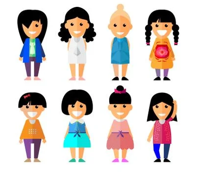 Cartoon vector flat people different characters Stock Illustration