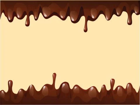 Cartoon vector Frame Dripping liquid chocolate glaze Stock Illustration