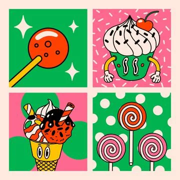 Cartoon vector funny Comic cards. Crazy cartoons Abstract vector collection Stock Illustration