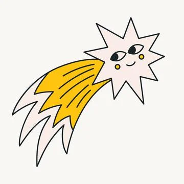 Cartoon vector funny cute comet Comic characters. Stock Illustration