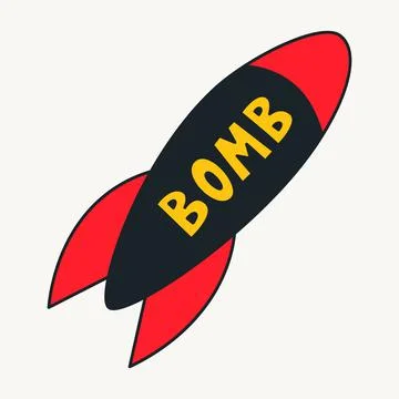 Cartoon vector funny cute Comic characters, rocket bomb. Stock Illustration
