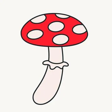 Cartoon vector funny cute Comic characters, fly agaric mushroom. Stock Illustration