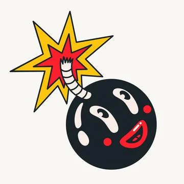 Cartoon vector funny cute Comic characters, cute bomb. Illustrazione stock