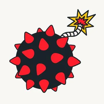 Cartoon vector funny cute Comic characters, black mine. Illustrazione stock