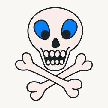 Cartoon vector funny cute Comic characters, scull Stock Illustration