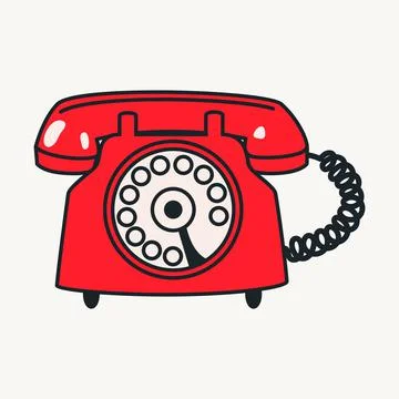 Cartoon vector funny cute Comic characters, retro phone. Stock Illustration