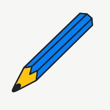 Cartoon vector funny cute Comic characters, blue pencil. Stock-Illustration