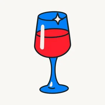 Cartoon vector funny cute Comic characters, glass of wine. Ilustración de archivo