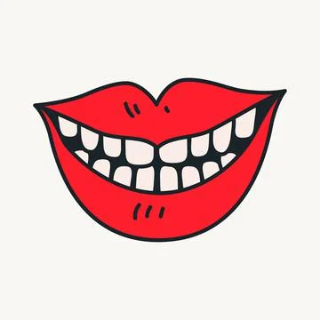 Cartoon vector funny cute Comic characters, smiling mouth. Stock Illustration