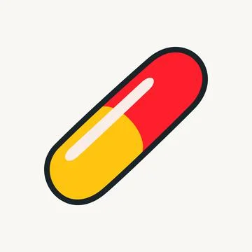 Cartoon vector funny cute Comic characters, pill. Stock Illustration