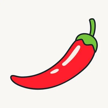 Cartoon vector funny cute Comic characters, chili pepper. Stock Illustration