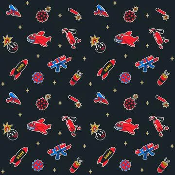 Cartoon vector funny cute Comic characters, seamless pattern. Stockillustratie