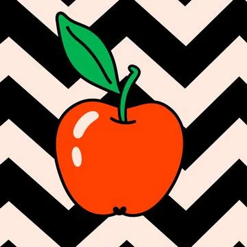 Cartoon vector funny cute Comic characters, red apple. Stock Illustration