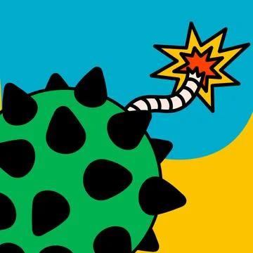 Cartoon vector funny cute Comic characters, black mine. Illustrazione stock