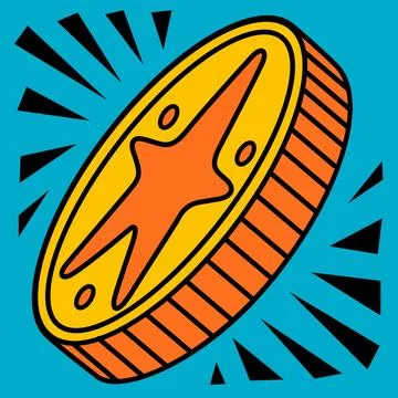 Cartoon vector funny cute Comic characters, abstract coin. Stock-Illustration