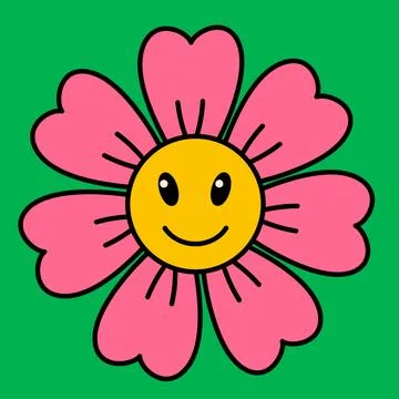 Cartoon vector funny cute Comic characters, daisy flower. Ilustración de archivo