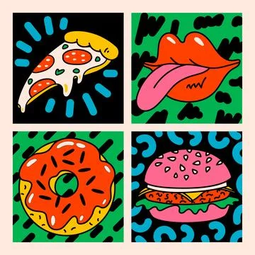 Cartoon vector funny cute Comic characters. Crazy cartoons Abstract vector Stock Illustration