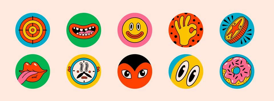 Cartoon vector funny cute Comic characters. Crazy cartoons Abstract vector Stock Illustration