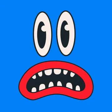 Cartoon vector funny cute monster face Comic character. 스톡 일러스트