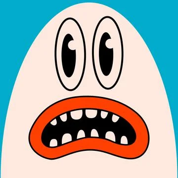 Cartoon vector funny cute monster face Comic character. Stock Illustration