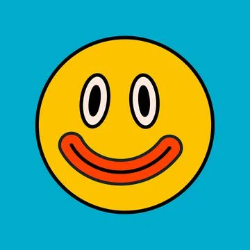 Cartoon vector funny cute smiling face Comic character. Stock Illustration
