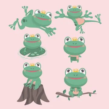 Cartoon Vector of Green frog. 스톡 일러스트