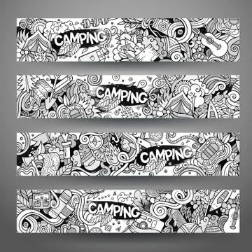 Cartoon vector hand-drawn camp doodle corporate identity Stock Illustration