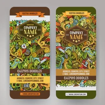 Cartoon vector hand-drawn camp doodle banners Stock Illustration
