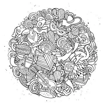 Cartoon vector hand drawn Doodle Latin American illustration イラスト素材