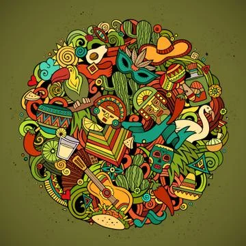 Cartoon vector hand drawn Doodle Latin American illustration イラスト素材