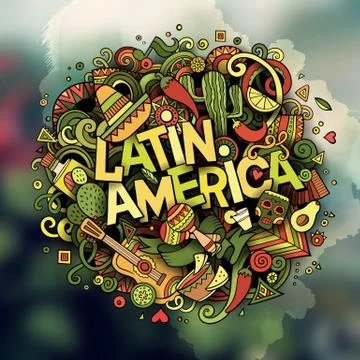 Cartoon vector hand drawn Doodle Latin America word illustration イラスト素材