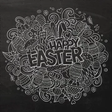 Cartoon vector hand drawn Doodle Happy Easter illustration Stockillustratie