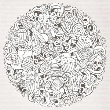 Cartoon vector hand drawn Doodle Happy Easter illustration イラスト素材