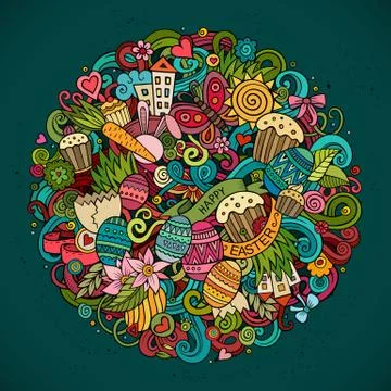 Cartoon vector hand drawn Doodle Happy Easter illustration イラスト素材
