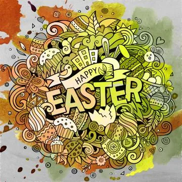 Cartoon vector hand drawn Doodle Happy Easter illustration イラスト素材