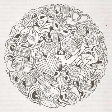 Cartoon vector hand drawn Doodle Latin American illustration Illustrazione stock