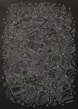 Cartoon vector hand-drawn Doodle on the subject of education. 库存插图