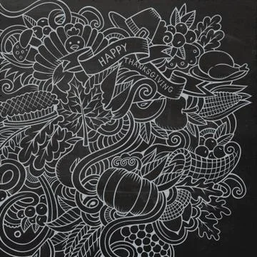 Cartoon vector hand-drawn Doodle Thanksgiving Stock Illustration