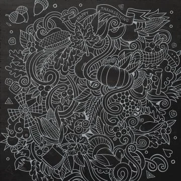 Cartoon vector hand-drawn Doodle Thanksgiving Stock Illustration