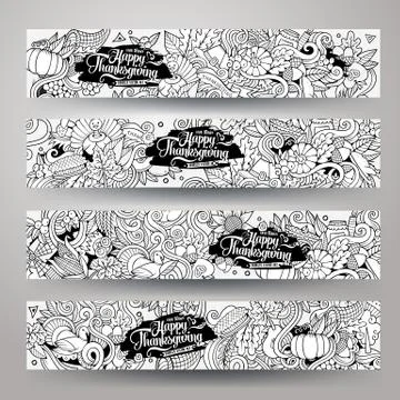 Cartoon vector hand-drawn Doodle on the subject of Thanksgiving. Stock Illustration