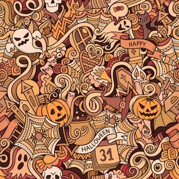 Cartoon vector hand-drawn Doodles on the subject of Halloween イラスト素材