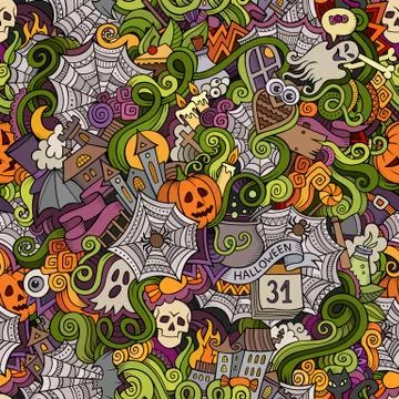 Cartoon vector hand-drawn Doodles on the subject of Halloween イラスト素材