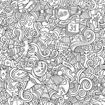 Cartoon vector hand-drawn Doodles on the subject of Halloween イラスト素材