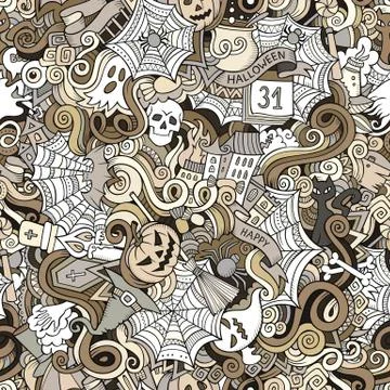 Cartoon vector hand-drawn Doodles on the subject of Halloween イラスト素材