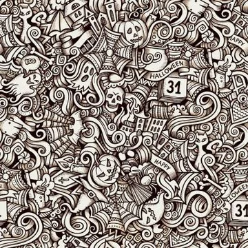 Cartoon vector hand-drawn Doodles on the subject of Halloween イラスト素材