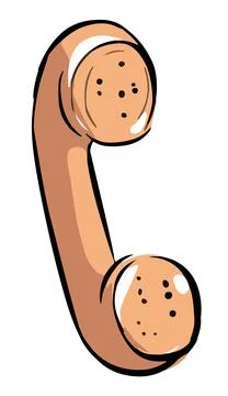 Cartoon vector handset Light Brown Color phone, isolated on white background. Stock Illustration